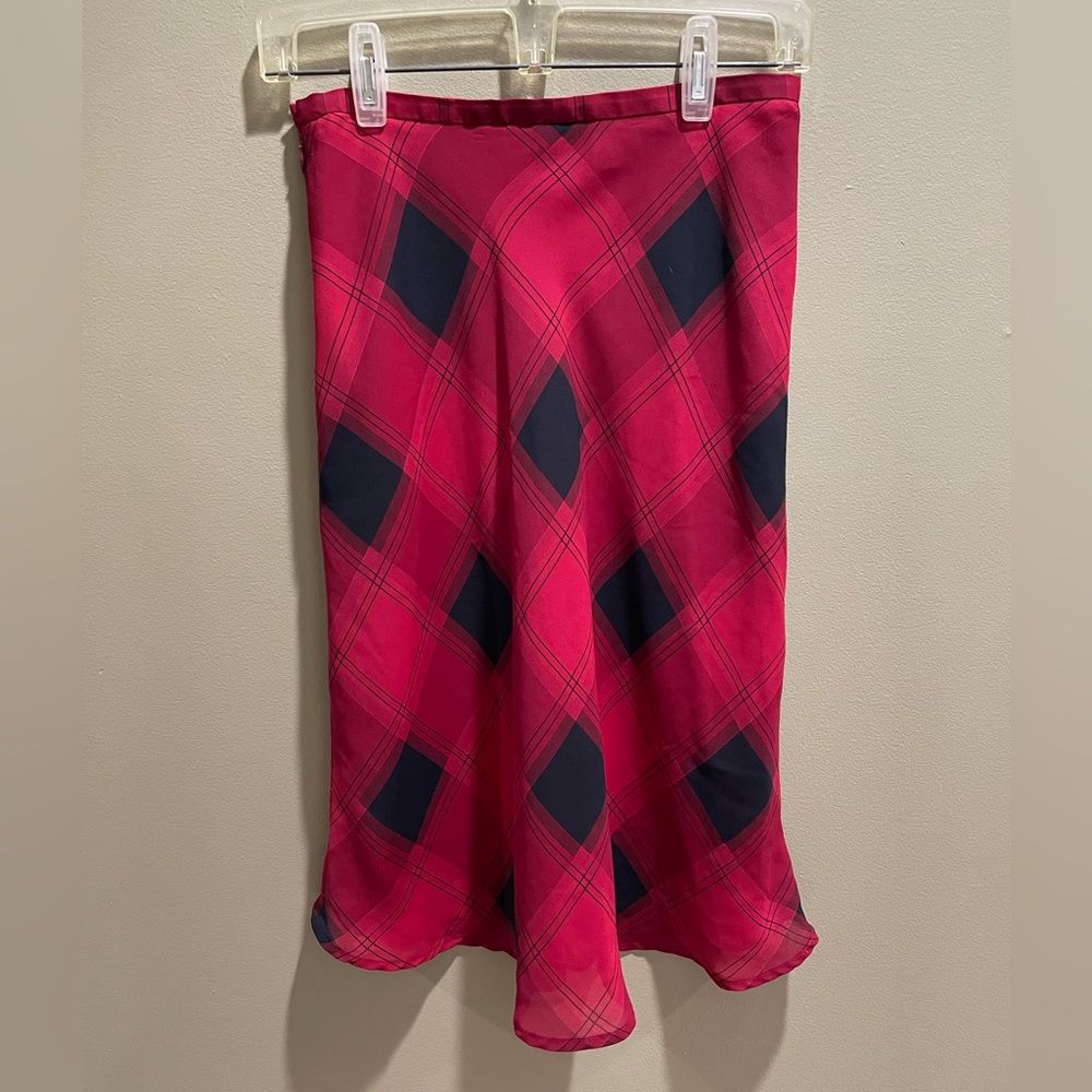 Liz Claiborne Red and Black Checkered Pencil Skirt